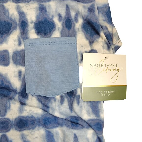 Sportpet Dog Size XL Blue and White Tie-Dye Shirt With Pocket - Picture 3 of 6